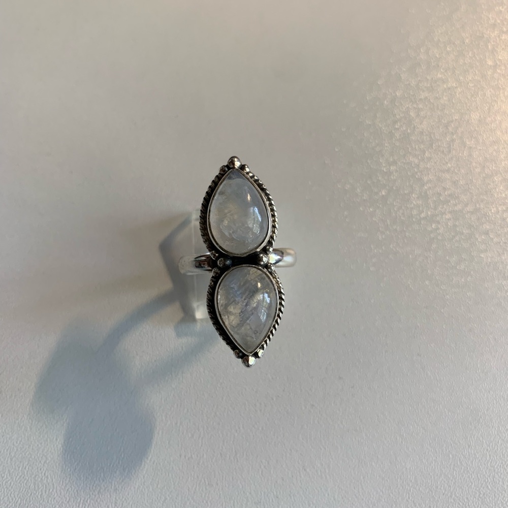 Sterling Silver 925 Moonstone Crawler Ring